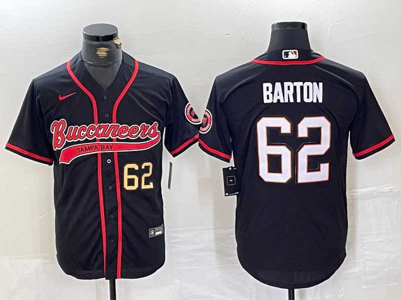 Mens Tampa Bay Buccaneers #62 Graham Barton Black Cool Base Stitched Baseball Jerseys